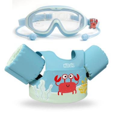Imagem de Kit Infantil Boia Colete Salva Vidas e Óculos Natação Criança Piscina 