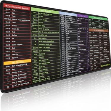Imagem de Tapete de teclado de planilha grande estendida Excel, teclas de atalho, mouse pad com borda costurada antiderrapante