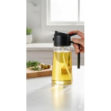 Imagem de Porta Azeite e Vinagre Spray Borrifador, 2 em 1 de Vidro Premium, 450ml, Ideal para Culinária Prática e Sofisticada (2)