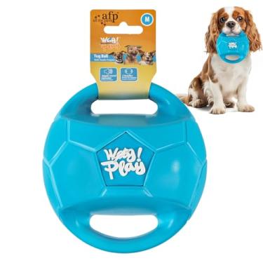 Imagem de ALL FOR PAWS Brinquedo de bola para cães pequenos e médios, brinquedos para cães para cabo de guerra e busca, brinquedo de buscar com alças e ranger de riso, azul