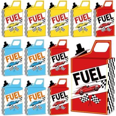 Imagem de 24 caixas de petiscos para carros de corrida, suprimentos de festa de aniversário, preto e branco, bandeiras quadriculadas, coloridas para corrida, pipoca, doces, biscoitos, para decoração de