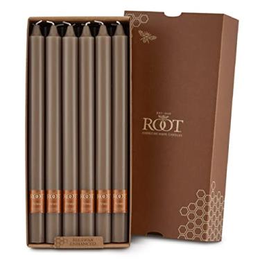 Imagem de Root Candle s Arista Smooth Beeswax Blend Premium Feito à mão sem perfume Velas de jantar de 30 cm, 12 unidades, Portobello
