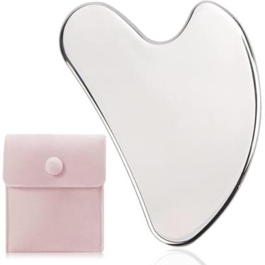 Imagem de 1 peça de aço inoxidável Gua Sha ferramentas faciais guasha para rosto metal gua sha massagem cutânea guasha ferramenta de beleza para olhos corporais massageador cuidados com a pele presentes de dia