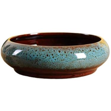 Imagem de uhyOHF Vaso de cerâmica hidropônico de cerâmica vasos grandes redondos para suculentas, vaso de plantas suculentas de 18,5 cm (