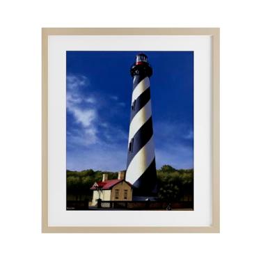 Imagem de Stupell Industries Impressão emoldurada preta do farol de Santo Agostinho sob vidro, design por Wind River Studios, 40,6 x 33,5 cm