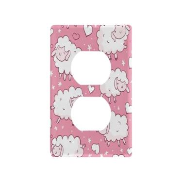 Imagem de Wassud Placa de cobertura de interruptor de luz, capas de tomada decorativas, placa de parede para tomadas elétricas, ovelhas engraçadas, duplex, 11 x 6 cm
