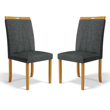 Imagem de Kit Com 2 Cadeiras Maiara Madeira Maciça Estofadas Para Mesa De Jantar