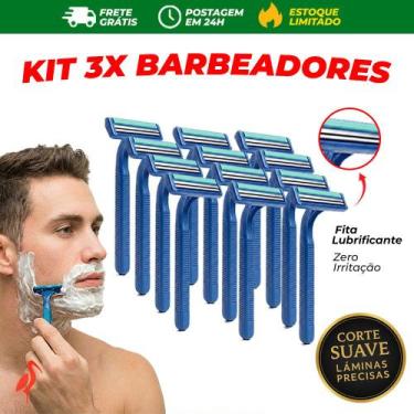 Imagem de Kit 3x Gilete Descartável Barbeador 2 Lâminas com Fita Lubrificante Un