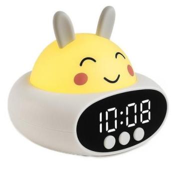 Imagem de Despertador Coelho Com Luz Noturna Rgb Recarregável Usb - Generico