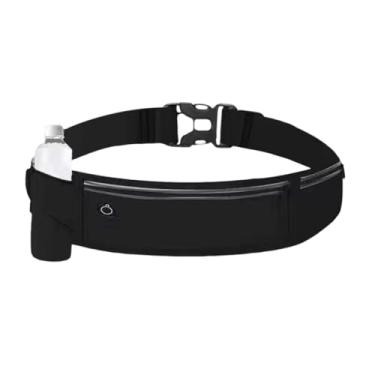 Imagem de Mochila de corrida à prova d'água – Cinto fitness ajustável com bolso para telefone, bolsa de ginástica antirroubo para homens e mulheres, preta (preto)