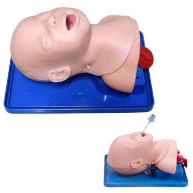 Imagem de Manequim avançado para intubação traqueal infantil, simulador de intubação endotraqueal, kit de auxílio de ensino de gerenciamento de vias aéreas pediátricas para treinamento de habilidades de