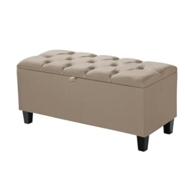 Imagem de Estofado Minimalista Moderno Calçadeira Sapateira Sala Quarto Armazenamento Bau Solteiro puff bau para quarto(Capuccino)