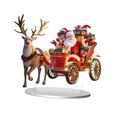 Imagem de oshhni Decoração de mesa natalina em acrílico plano 2D com base, enfeite de Natal para sala de estar ou estante.