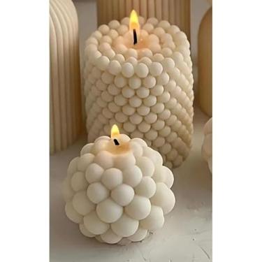 Imagem de Vela decorativa aromática Ideal para criar o ambiente perfeito em reuniões(Kit mix (esfera e cilindro,Gardênia)