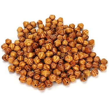 Imagem de Contas de madeira para fabricação de joias, suprimentos para artesanato, formato especial, cor de café, 16x16mm, 200 peças, faça você mesmo, contas de madeira de pinho feitas à