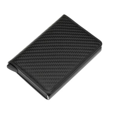 Imagem de Carteira Slim Masculina Porta Cartões RFID Antifurto Couro Sintético Premium Automática Compacta