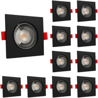 Imagem de 10 Spot Led Quadrado 5W Branco Frio 6500k Preto Bivolt - Avant
