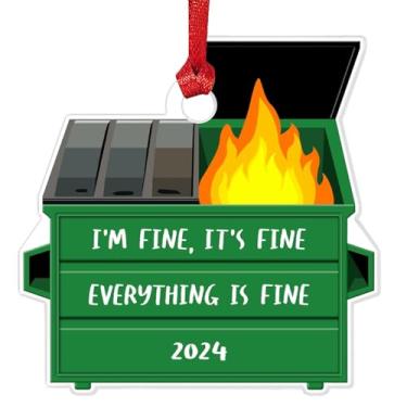 Imagem de Enfeite de lata de lixo 2025, ornamentos engraçados para pendurar na árvore de Natal, decoração de férias, presentes de Natal