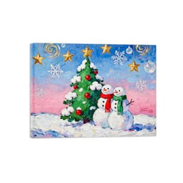 Imagem de Tela de paisagem de arte de parede - boneco de neve - impressão de pintura de decoração moderna para sala de estar pronta para pendurar tela embrulhada 50 x 65 cm 20 x 26 pol