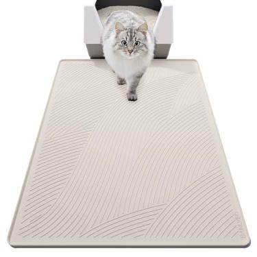 Imagem de BANLYEO Tapete de areia para gatos GG - 101,6 x 76,2 cm, à prova d'água, tapete de armadilha de areia para gatos projetado nos EUA, fácil de limpar, controle de dispersão, inodoro, menos bagunça e