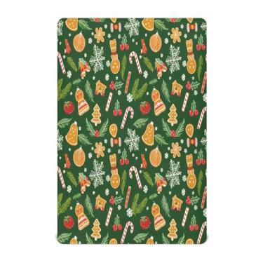 Imagem de Qilmy Lençóis de berço de bebê Christmas Elements, macio, respirável e elástico, lençol com elástico para meninos e meninas, miniberço, 99 cm x 68,5 cm, capa de colchão infantil portátil