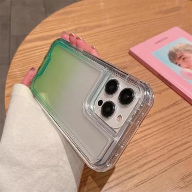 Imagem de HTVJFX Capa de celular transparente gradiente 2 em 1 para iPhone 12Pro Max, à prova de choque, com amortecedor rígido e traseira (para iPhone 12Pro Max/verde)