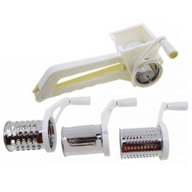 Imagem de Ralador E Fatiador Manual Com Manivela Inox 3 Em 1 - Top Rio