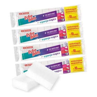Imagem de Kit 40 Esponjas Mágica Multiuso Limpa Tudo Tira Manchas Esfrebom - Bet