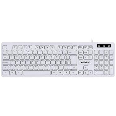 Imagem de Teclado Usb Multimidia Slim Branco - Teclas Chocolate - Cabo