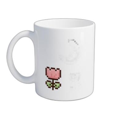 Imagem de Caneca Xícara de Café Porcelana 300ml Com Design Tulipas E Lua Pixel