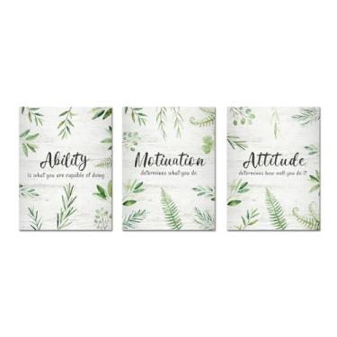 Imagem de VANSEEING Arte de parede inspiradora citações motivacionais impressões em tela pintura decoração de parede para escritório sala de estar quarto moldura preta 30 x 40 cm x 3 peças