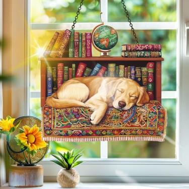 Imagem de Apanhador de sol de acrílico colorido, decoração de janela para pendurar livro de cães apanhadores de sol, arte de parede de arco-íris, para varanda, interior e exterior, jardim, enfeites de Natal