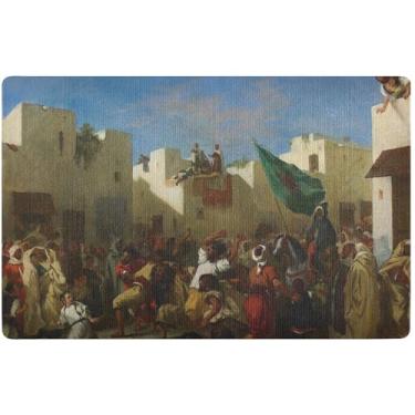 Imagem de TSENQUE Tapete de porta personalizado com pintura de Eugène Delacroix, tapete de porta hilário, tapete de boas-vindas de outono para entrada de casa, 81 cm x 50 cm