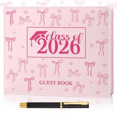 Imagem de Patelai Livro de Visitas de Graduação Classe de 2026 Decorações de Festa Couro Formatura Convidado Assinatura Festa Sinal Presente com Caneta, 112 Páginas (Reunião de Classe)