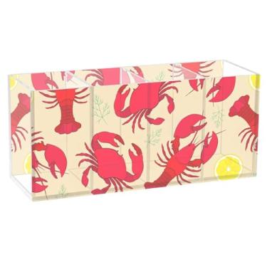 Imagem de TSENQUE Porta-lápis de mesa de acrílico decorativo de caranguejo lagosta, pintura de limão, porta-lápis personalizado, copos artísticos, organizadores de mesa e acessórios