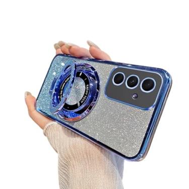 Imagem de COTDINFOR Capa para Samsung Galaxy A17 5G com glitter fofa com suporte compatível com Magsafe [proteção da câmera] Capa magnética à prova de choque luxuosa para Samsung Galaxy A17 5G Azul DS