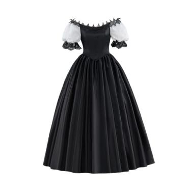 Imagem de ZODICOS Vestido feminino gótico vitoriano de renda rococó fantasia da Bela do Sul vestido de baile colonial da Guerra Civil (preto, 3GG)