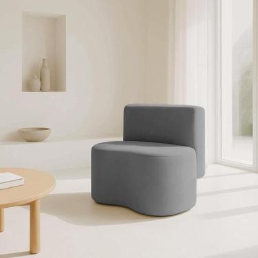 Imagem de Puff Com Encosto Feijão Curvo Orgânico Sala Confortável Redondo Resist