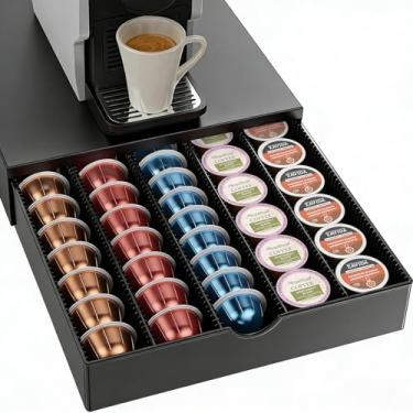 Imagem de OUTIOE Organizador de gavetas para cápsulas de café compatível com cápsulas Nespresso Vertuo, comporta até 60 pequenos ou 40 grandes