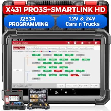Imagem de LAUNCH X431 PRO3S+HDIII Gasolina e Caminhão Pesado 50+ Ferramenta de escaneamento de diagnóstico bidirecional, scanner de carros e caminhões pesados, todos os sistemas, programa de chaves, codificação