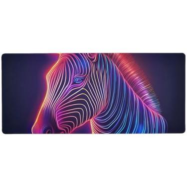 Imagem de Tapete de mesa rosa listras neon para jogos e escritório, mouse pad grande para jogos, 80 x 30 cm, superfície lisa e antiderrapante