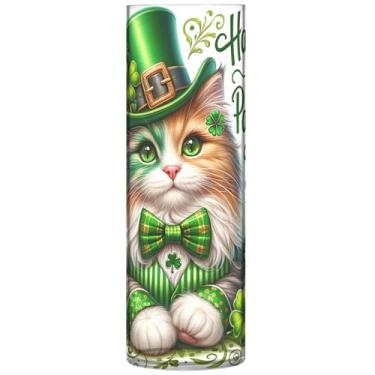 Imagem de Vasos de flores cilíndricos para centros de mesa com estampa de animal fofo, floral, fofo, vaso alto, plástico, decoração de apartamento, estética, 30 x 9,9 cm