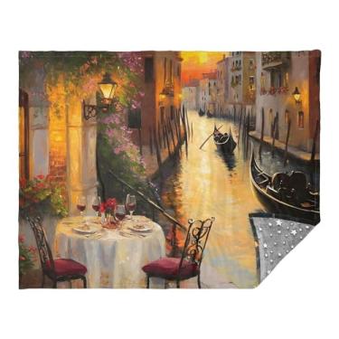 Imagem de Joitme Jantar romântico ao ar livre cobertor laranja para viagens, cobertores de carro para adultos, cobertores de acampamento para clima frio, cobertores de piquenique