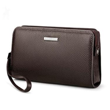 Imagem de Carteira masculina de couro genuíno bolso de moedas longo com zíper bolsa de moedas para homens clutch carteira masculina grande carteiras masculinas (cor: tamanho B: tamanho único)
