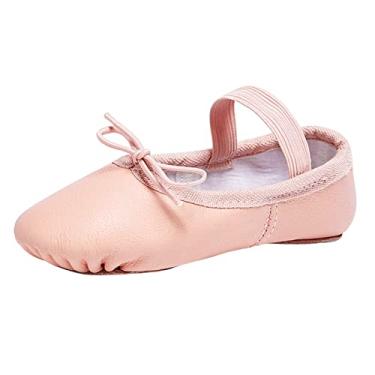 Imagem de STELLE Sapatilhas de balé para meninas, chinelos de dança de couro PU para meninos, sapatos de bailarina para bebês/crianças pequenas/crianças grandes/mulheres, Balé, rosa, 9 Toddler