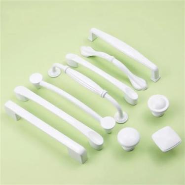 Imagem de Puxador de móveis de alumínio branco listrado armário de cozinha caixa de sapatos puxadores de porta melhoria da casa 1 peça (branco-96-A)