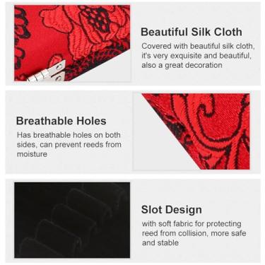 Imagem de Luqeeg Estojo de Palheta de Madeira Premium para Palhetas de oboé, Resistente e Durável, Design de Slot de Tecido Macio, Proteção contra Umidade, Compacto e Leve (vermelho)