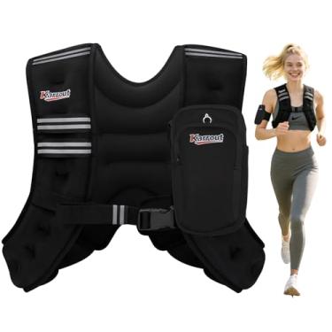 Imagem de Colete pesado para mulheres, homens e crianças, colete de peso corporal de 5,4 kg com bolso e listras refletivas e fivela ajustável para corrida, treinamento de força, corrida, caminhada, treinamento