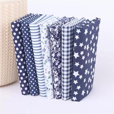 Imagem de 7 peças Top Azul Escuro Algodão Artesanato Tecido Pacote Quadrados Patchwork DIY Costura Scrapbooking Quilting Floral Dot Pattern Artesanato e Hobby Tecido 10" x 10" (25 cm x 25 cm)