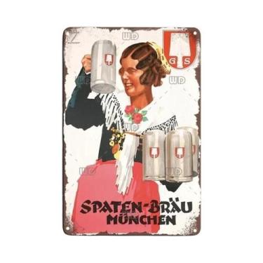 Imagem de Placa Decorativa Vintage Da Cerveja Paulaner Da Alemanha, Cartaz De Me